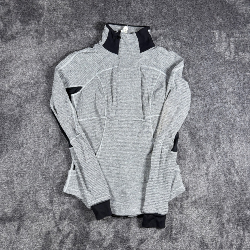 Lululemon Rest Less 1/4 Zip Pullover Grey Space Dye Running Top Size 6